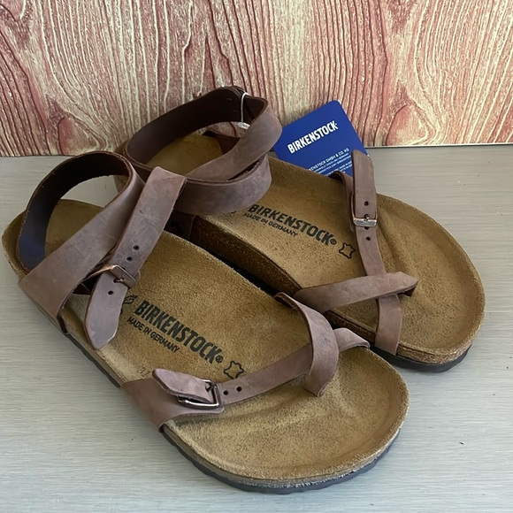 New Birkenstock Yara Oiled Leather Habana Brown Strappy Sandal - Picture 1 of 8